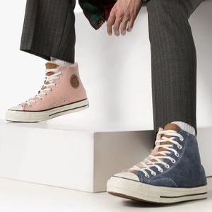 Blue And Pink Shearling Chuck 70 High Top Sneakers